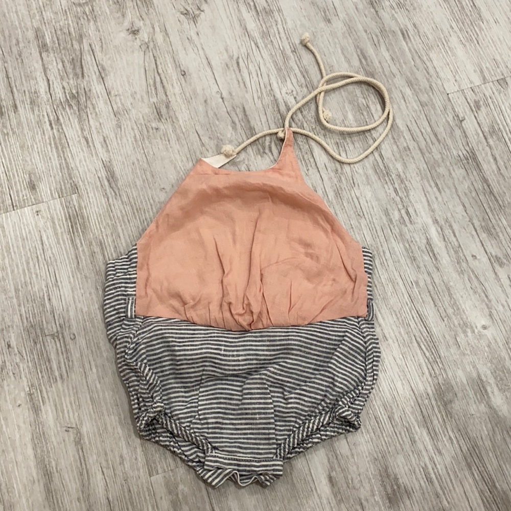 (Double) Popelin. Reversible romper. Size 6-9m